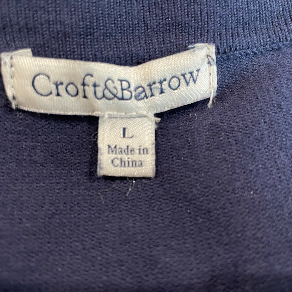 Croft Barrow Cardigan women’s sweater polka dot navy blue large - Picture 4 of 5